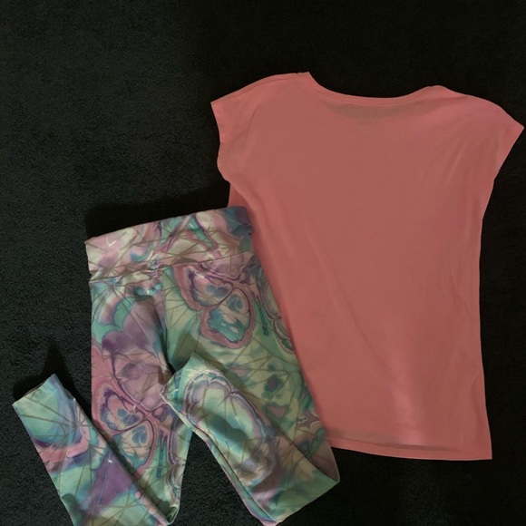 Justice Girl’s Pink Unicorn Top/Leggings Set 8 - Picture 2 of 4